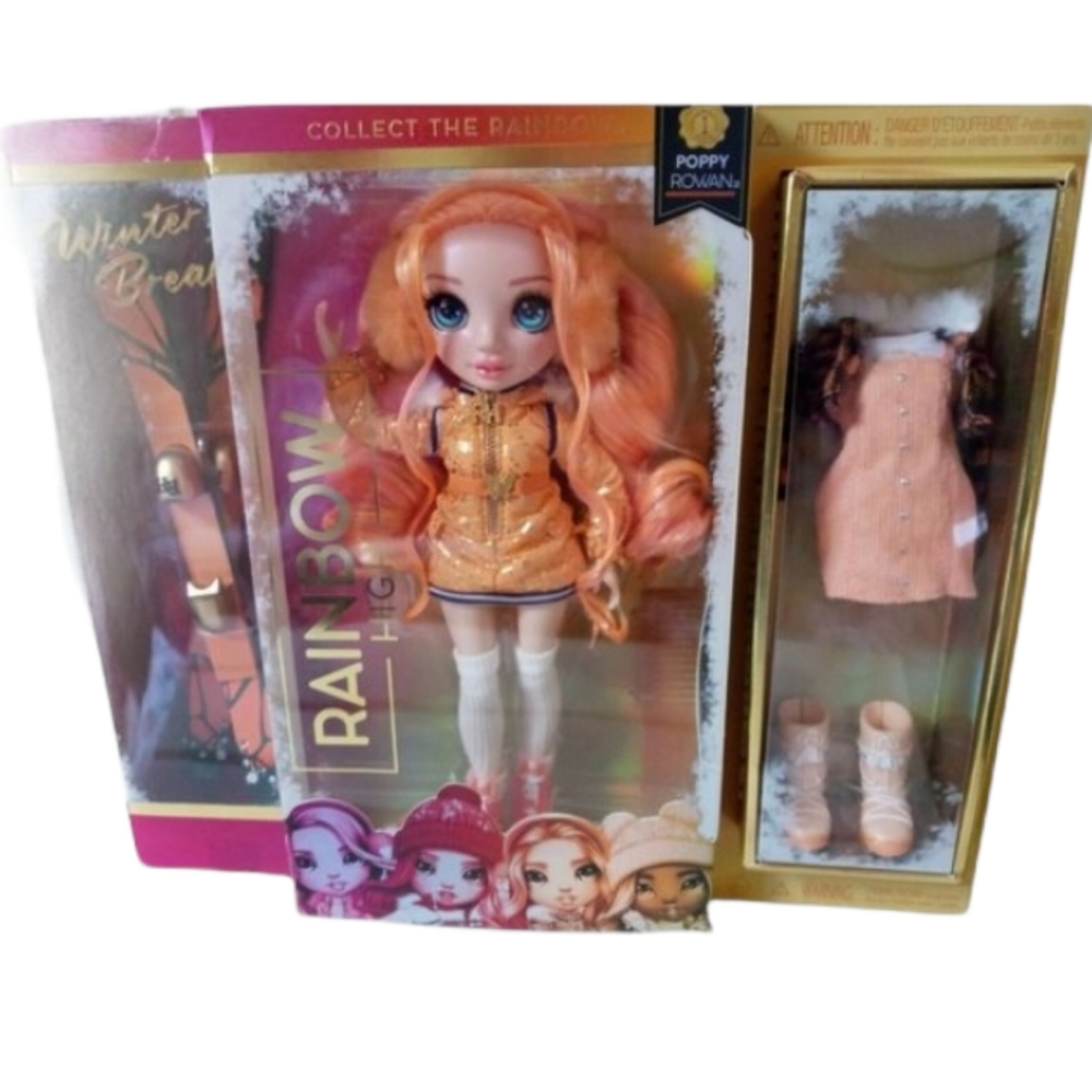 Winter Break Rainbow High Fashion Doll Poppy Rowan 11" Tall Accessories …